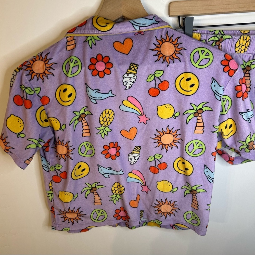 Art Class Girls Purple Printed Pajama Set, Size XL (14), Smiley Face, Cherries - Picture 3 of 8